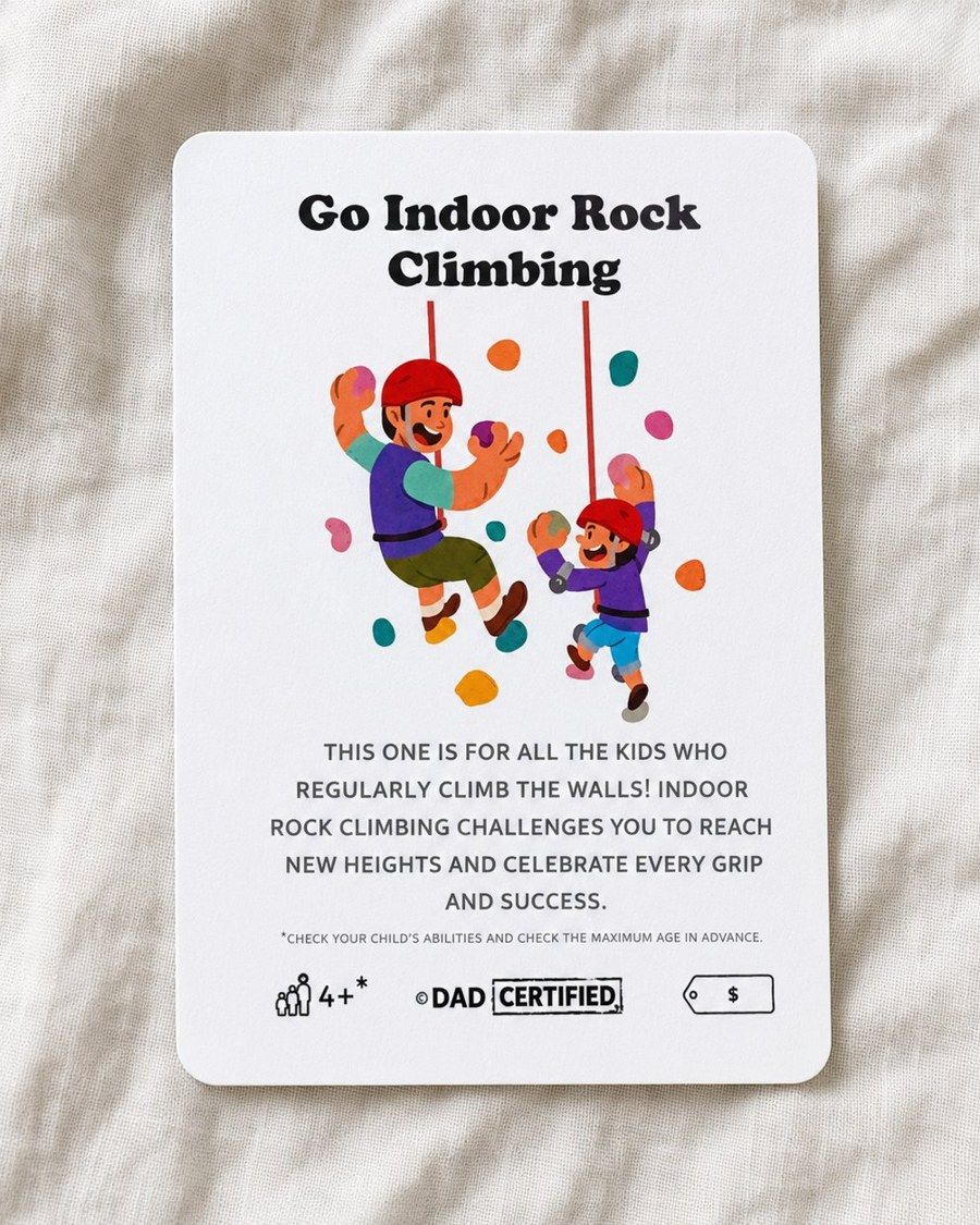Close-up of the Go Indoor Rock Climbing activity card